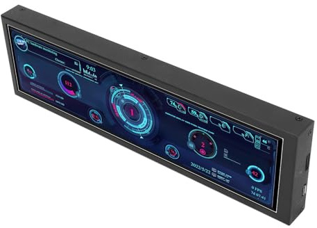 LUCKDANO Pantalla IPS de 8,8 Pulgadas: Monitor de Datos de CPU y GPU con Resolución de 1920 X 480, Pantalla Secundaria de Chasis Multifuncional, Compatible con con Rotación de 360°