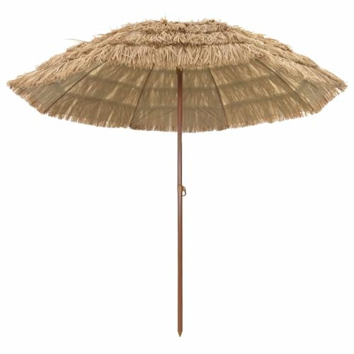 Parasol de plage naturel - 255 x 255 x 255 cm - En polyester et acier résistant aux UV - Hauteur réglable de 170 à 196 cm - Facile à transporter - Pour jardin, terrasse, balcon, plage