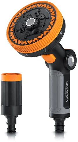 Brandson - Garten Gartenbrause Handbrause – 2in1 wechselbare Sprühköpfe – Multifunktionskopf 8 Sprühmuster – Hochdruck Jet Aufsatz – Wasserdurchfluss regelbar – Schnellkupplungsanschluss