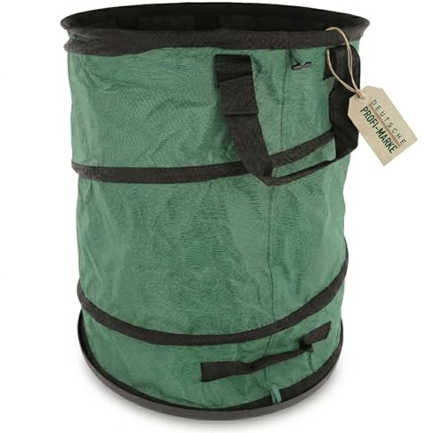 GROWtect Pop-Up Gartenabfallsack 175L – Extrem Robuster Laubsack mit Verschraubtem Kunststoffboden – Selbststehend & Faltbar – 600D Polyester Gartensack mit Federstahlleiste & 4 Griffen