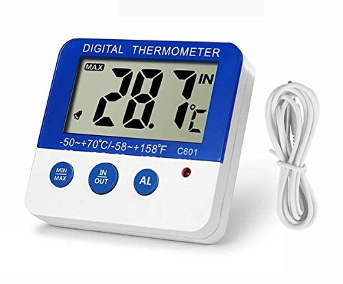 Fridge Freezer Thermometer Max/Min Memory LXSZRPH High & Low Temperature Alarms Settings with LED Indicator Digital Refrigeration Thermometer with Magnetic,Stander (1pack)