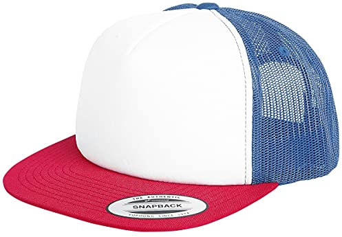 Flexfit Cap Foam Trucker with White Front, red/wht/royal, one Size, 6005FW