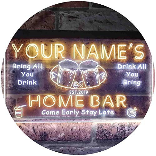 ADVPRO Personalized Your Name Est Year Theme Home Bar Beer Dual Color LED Barlicht Neonlicht Lichtwerbung Neon Sign Weiß & Gelb 300 x 210mm st6s32-p2-tm-wy