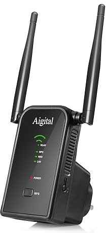 Ripetitore Wi-Fi dalla Grande Portata, WiFi Extender e Access Point,300Mbps Ripetitore Segnale WiFi Casa con Porta LAN, 2 Antenne, WPS, modalità Repeater/Router/AP Compatibile con Modem Fibra e ADSL
