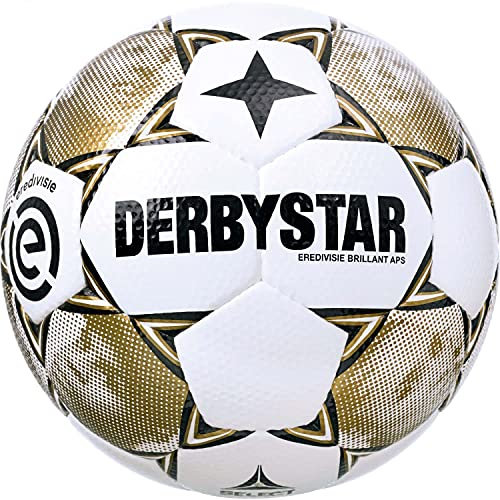 Derbystar Brillant Aps Eredivisie Ball, Weiß/Schwarz/Gold, 5