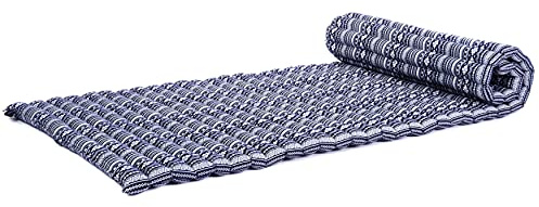 Leewadee - hopfällbar golvmadrass - japansk hopfällbar futon - hopfällbar tatamimatta - gästsäng - campingmadrass - thaimassagematta - kapokfylld -, Blue White