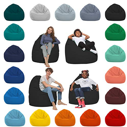 HomeIdeal - Sitzsack XXL Bodenkissen für Erwachsene & Kinder - Geeignet für Gaming oder Entspannen - Indoor wie Outdoor da er Wasserfest ist - mit EPS Perlen, Farbe:Schwarz, Größe:XL