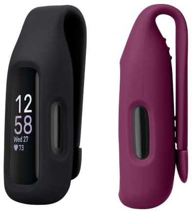 kwmobile 2X Silikon Fitnesstracker Halterung für Fitbit Inspire 3 / Inspire 2 / Ace 3 Clip Halter - Fitness Tracker Hülle für Sport - TPU Schutzhülle ohne Tracker