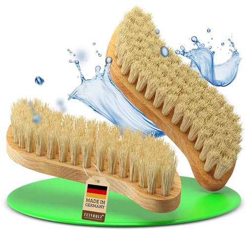 FEINHOLZ® Spazzola per la pulizia del legno (2 pezzi) con setole naturali senza plastica • setole morbide • Made in Germany • Spazzola per la pulizia della casa • Spazzola per tappeti