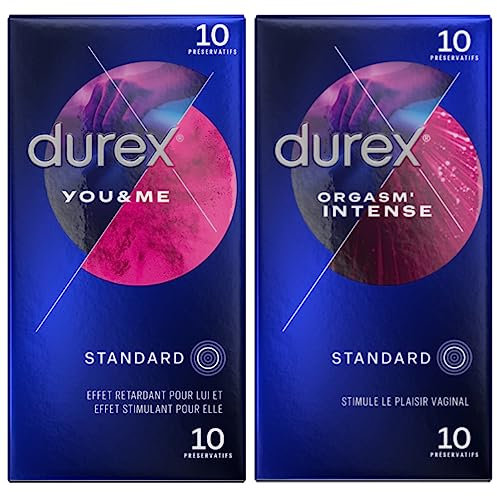DUREX - Lot de 2 Boîtes de Préservatifs - You & Me x10 - Orgasm'Intense x10