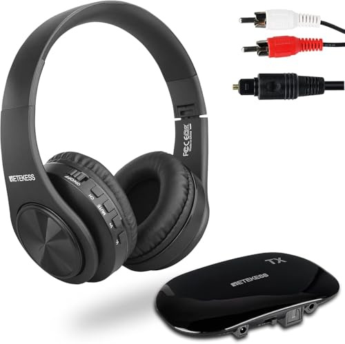 Retekess TA005 Casque sans fil pour regarder la télévision, casque TV pour personnes âgées avec émetteur, support canal A/B, AUX, RCA et entrée optique pour personnes âgées, famille (lot de 1)