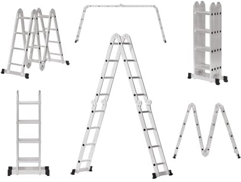 The Workplace Depot Multi-Purpose Ladder – Lightweight Aluminium, 150kg Capacity, Foldable, 4810mm Extended Height, Anti-Slip Feet, Ideal for Home, Office, DIY & Professional Use