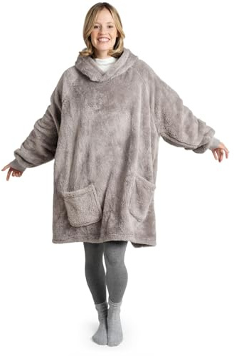 Blumtal Hoodie Decke Damen mit Ärmeln und Kapuze - OEKO-TEX zertifizierter Kuschelpullover Damen - Decke zum Anziehen - Decken Hoodie Damen - Kuschelpullover warm und weich - Decken Pullover in Grau