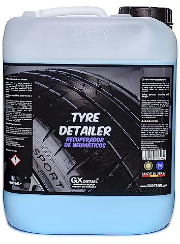 GxDetail Abrillantador y Recuperador de Neumáticos, Plásticos, Gomas de Exterior 5 Litros - Tyre Recover - Hidratador para Plásticos y Gomas - Brillo Inteso.