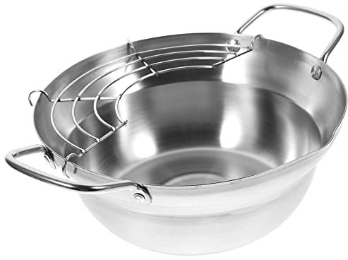 CIYODO Poêle à Frire Friteuse Tempura Marmite à Tempura Mini-Friteuse à Induction 28 Cm en Acier Inoxydable avec Égouttoir Cuisine Japonaise Restaurants Banquets