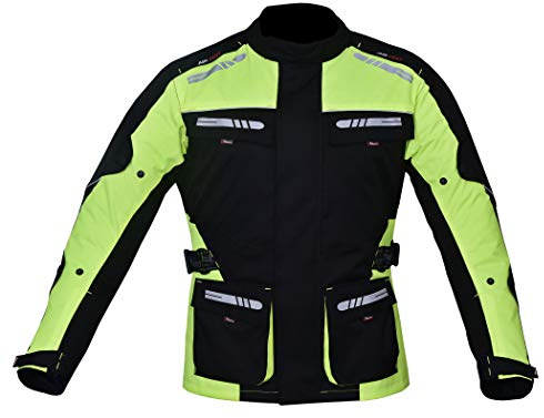 NORMAN Chaqueta de motocicleta para hombre, impermeable, textil, con blindaje CE, reflectores, Alta visibilidad, M