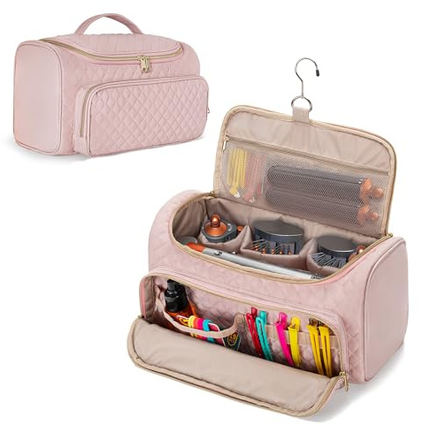 Fasrom Reisetasche Compatible with Dyson Airwrap, Zubehörtasche Haartrocknerhalter für Airwrap Complete und Haartypen Styles, Shark FlexStyle Air Styling & Drying System HD430/HD435, Rosa