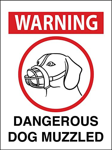 Advertencia: Perro Peligroso Con Bozal Señal De Advertencia Cartel De Chapa Pared Muestra Placa Chapa Vintage Para Interior Exterior 20X30cm