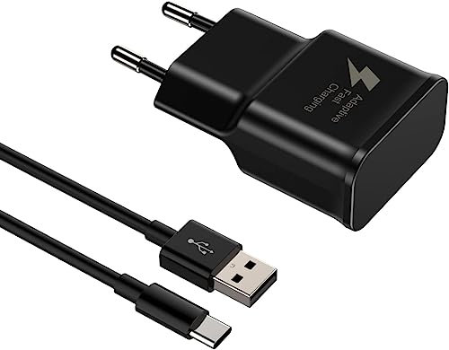 Chargeur Rapide USB, pour Samsung Galaxy S9 S8 S10 S10+ S20 S20 FE A04S A14 A13 A12 A22 A23 A33 A34 A51 A52 A53 A54 5G A05S, Chargeur Rapide de Rechange d'origine + 2m Type-C (Noir)
