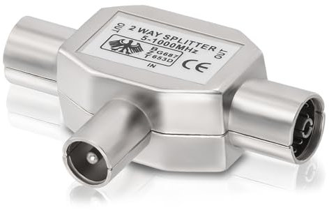 Bingfu Distribuidor de Antena de TV Divisor Antena TV Conector Adaptador Coaxial de Acoplamiento en T de 2 vías, 1 Macho a 2 Hembra