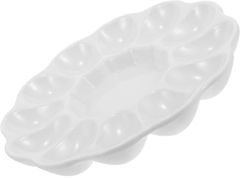 Zerodeko Porta Uova Pasquale Ceramica per Tavolo Vassoio Decorativo per Uova Ripiene e Scomparti Facile da Pulire e Stabile per Feste e Occasioni Speciali