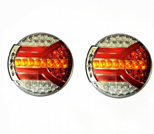 MelTruck® 2x LED Rückleuchte 4 Funktionen Heckleuchte ⌀140 12V 24V rund Anhänger LKW PKW IP68
