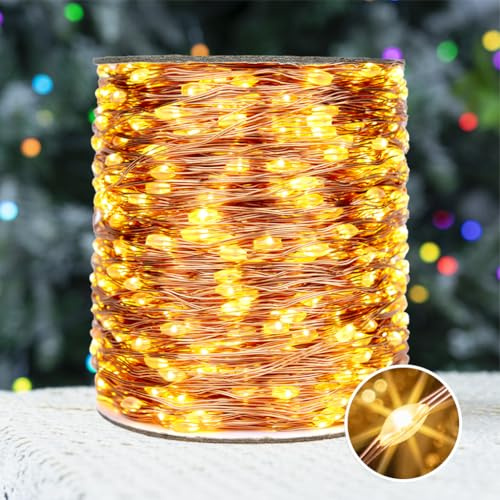 PCORES Plug in Fairy Lights 200M 2000 LED Warm White Remote 8 Modes | Christmas String Lights Copper Wire Twinkle Lights for Indoor Outdoor Bedroom Living Room Patio Porch Garden Christmas Tree