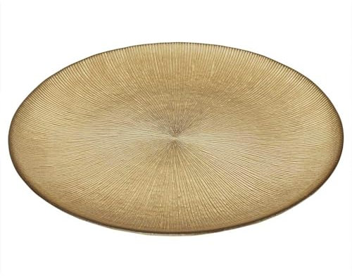 HOME DECO FACTORY - KA6135, Plato de Vidrio Dorado 21 cm, Diseño Elegante y Moderno, Duradero y Resistente, para Todas Las Ocasiones, Fácil de Limpiar, Color Oro