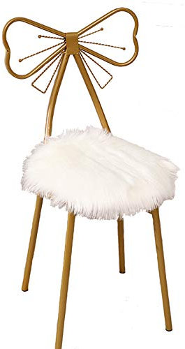 Schminkstuhl mit Schmetterlings-Fliege, für Mädchen, Weiß, Schlafzimmer, Schminktisch, Hocker mit goldenem Sessel, Eisenkunst, Metall-Nagelhocker zur Dekoration