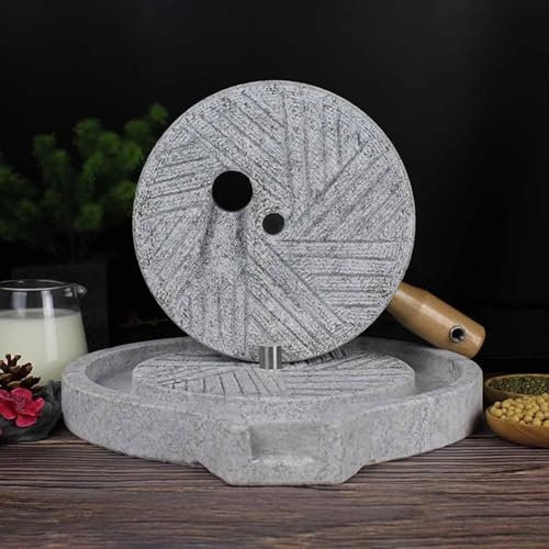 Manual Coffee Grinder Stone Mill 30cm Granite Hand Crank Grain Mill Household Small Paste Mill Food Pulverizer Spice Wheat Peanuts Smashers for Teaching & Parent child Bonding