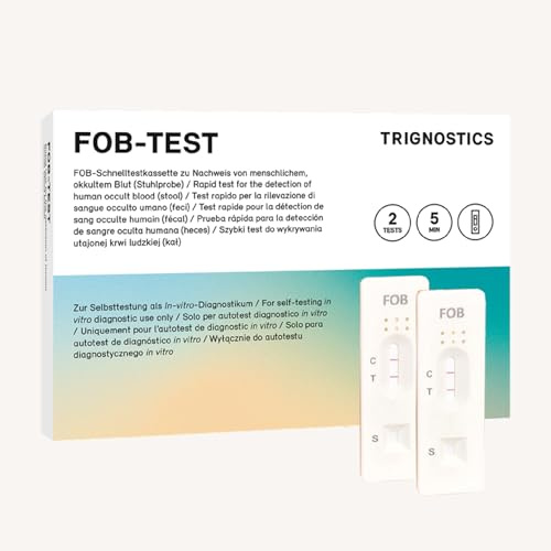 TRIGNOSTICS Darm-Vorsorgetest für zuhause 2 Tests - FOB Stuhltest auf Blut | FOB Stuhltest zur Darm-Vorsorge und Früherkennung - verstecktes Blut im Stuhl - Laientest ohne Labor