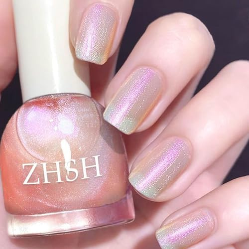 Pearl Nail Polish - Clear Nail Varnish - Aurora Iridescent Shimmer Nail Polish - Clear Mermaid Nail Drawing Glitter Quick Dry nail polish - No Need Curing & Easy to Apply