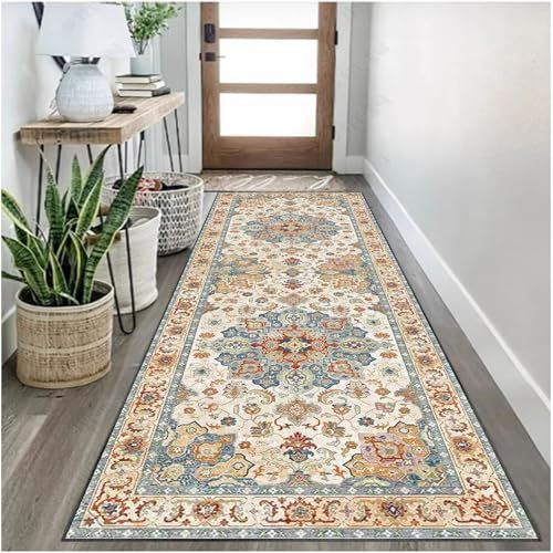 Läufer Teppich Für Flur, Waschbare Lang Boden Teppich, Flur Büro Teppiche Teppich Küche Waschbar Rutschfest, Teppiche Bettumrandung, 60 x 200 cm Läufer Schlafzimmer Eingang Esszimmer Zimmerteppich