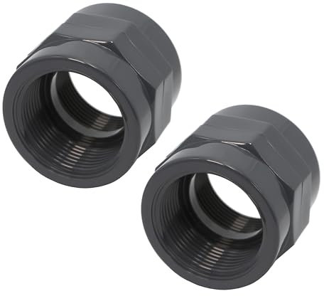 HAF® Lot de 2 manchons filetés en PVC avec 2 filetages intérieurs 1 1/2 | Manchon de transition en PVC U gris pour raccords de tuyaux, tuyaux de piscine, etc. | 1,5 | Qualité : fabriqué en Europe