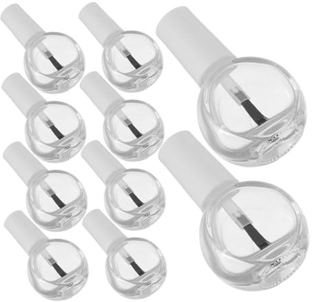 HAKIDZEL 10pcs Refillable Glass Nail Polish Bottles Brush Travel Cosmetic Containers for Nail Gel Polish