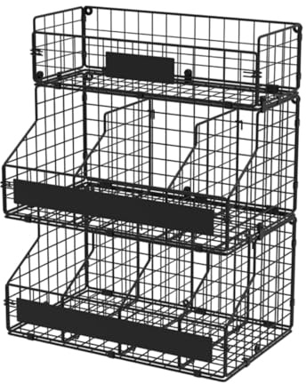 SiaBiced Countertop 3 Tier Egg Holder Egg Dispenser Wall Mounted Metal Wire Basket
