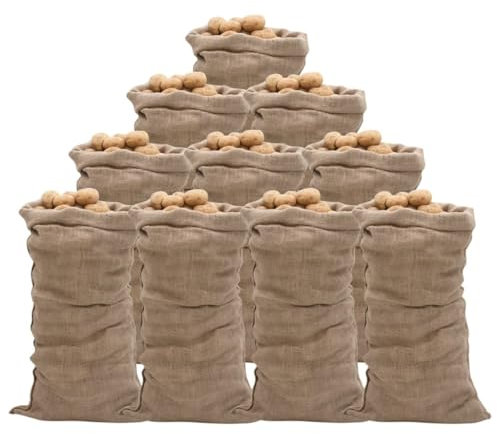 Rantry Jutesäckar 10 st 65 x 135 cm 100 % jute 220 gsm, jutesäckar, jutepåsar, juteväska för Pflanzwerk