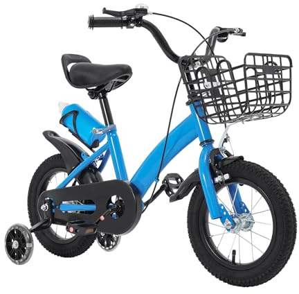 ACROSSPART Kinderfahrrad ab 3 Jahren, 12 Zoll Kinder Fahrrad, Jungen und Mädchen Fahrrad Kinder mit Stützräder und Korb, Höhenverstellbares Kinderfahrräder, Kinderrad mit Duales Bremssystem