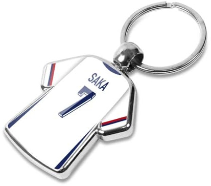 Graphics 'n' Tees Personalised football keyring suitable for England Football Shirt fans, featuring the 24 team shirt design, personalise with any name and number