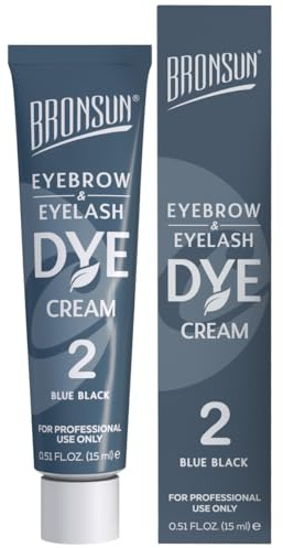 BRONSUN® Tinta in Crema per Ciglia e Sopracciglia | Colorazione Intensa e Lunga Durata | Formula Delicata Senza Ammoniaca | con Cheratina, Seta e Vitamina E | Blu-Nero №2 – 15ml