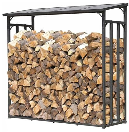 HBOOMOEM Kaminholzregal Metall，Brennholzregal AußEn，Holzregal Kaminholz Aufbewahrung für Brennholz，Holzunterstand für Brennholz außen.