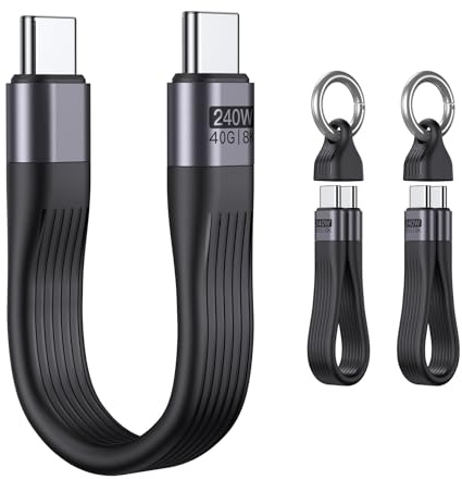 VAFOTON 240W USB C Kabel Kurz/USB C auf USB C Kabel Kurz 13cm/USB4.0 PD3.1 Schnellladekabel(2Pack), 40Gbps Datenübertragung, 8K 60Hz Videoübertragung, Thunderbolt 3/4 for 1Phone16/15, MaBook/1Pad,VR