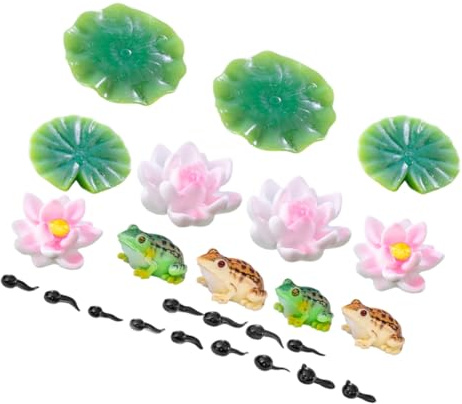 Milisten 1 Ensemble Accessoires Résine avec Tadpoles Nénuphars et Fleurs pour DIY Jardin de Mousse Aquarium et Fête Denfants