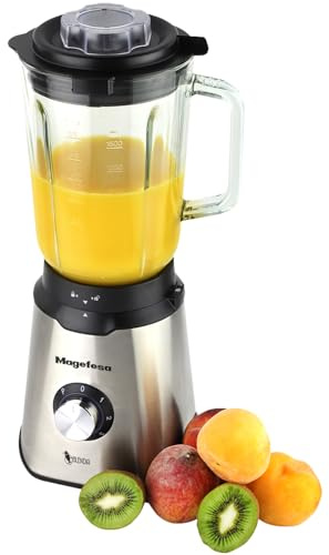 Magefesa Blendia - Batidora de Vaso, 800W, 1.5L, Sistema de 3 Velocidades, Función Impulso, Cuchillas de Acero Inoxidable, Desmontable, Pica Hielos