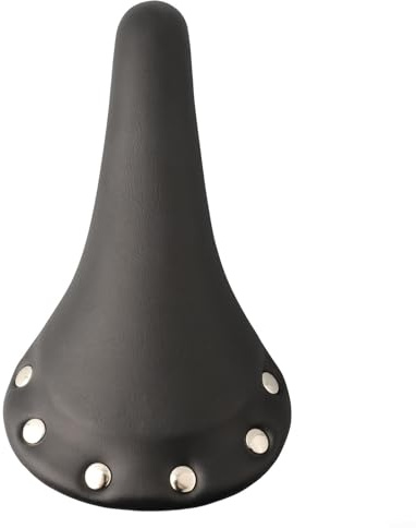 Elegante sella per bicicletta in pelle PU per bici da pista e a scatto fisso, strato comfort in schiuma da 8 mm, design con fissaggio a rivetto (nero)