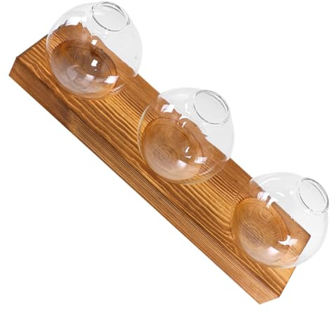 WEKADRIN Terrarium Verre avec Base Bois pour Plantes Station De Propagation Vase Hydroponique pour Intérieur