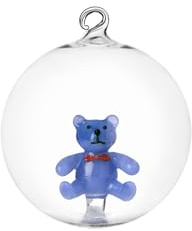 Ichendorf Schiaccianoci Pallina di Natale Orsacchiotto Azzurro 8cm Vetro Borosilicato