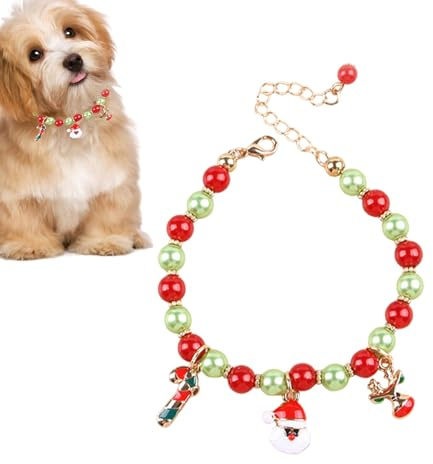Cat Necklace Collar,Adjustable Pet Supplies - Pearl Dog Collar Necklace - for Puppies Daily Wear Party Birthday Photography Christmas Decoration