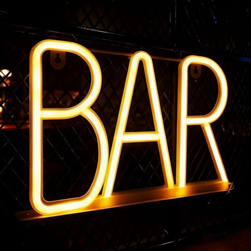 TNSLAND LED Buchstaben BAR Schild, Warmweißes Leuchtschild mit USB & Batteriebetrieb, LED Schild Neonlicht Leuchtschilder Wanddeko, Neonschild für Bar Deko, Partykeller Ausstattung, Theke Bar
