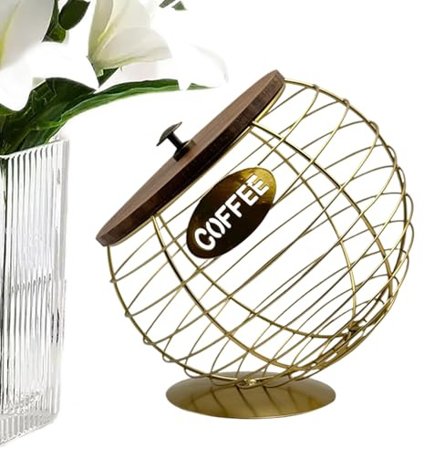 Tyinerc Supporto per cialde di caffè per piano di lavoro, con coperchio e deposito di grande capacità, supporto per cialde di caffè con coperchio e grande capacità, per cucina